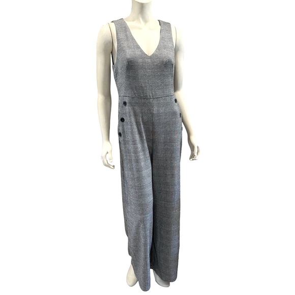 June & Hudson Glen Plaid Houndstooth Wide Leg Jumpsuit - Picture 16 of 16